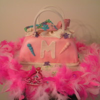 8 Year Old Glamour Girl's Birthday Yellow butter cake with buttercream frosting. Gumpaste shoes and accessories.