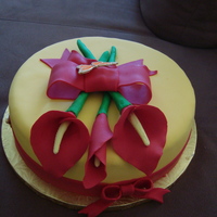 Red Calla Lily Marble cake with vanilla fondant