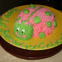 Lady Bug Smash Cake cake baked inside a pampered chef batter bowl and cucake for the head. theis was for my grandaughters 1 birthday. It was her smash cake