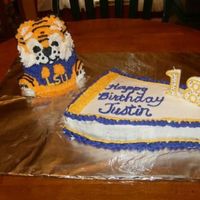 Lsu Birthday Cakes My son's 18th birthday. huge LSU fan. I used the teddy bear pan from wilton to make the tiger