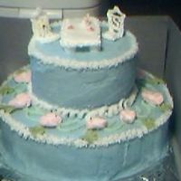 Sarinna's Birthday Cake my very first tiered cake that i made for my daughter on april 19th... two white layers each tier with chocolate pudding in between each...