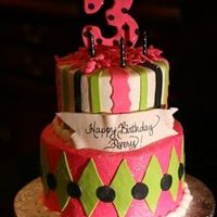 Averys_3Rd_Birthday_Cake.jpg This is an 8" round topped with a 6" round, iced in buttercream with fondant decorations.