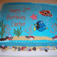Nemo And Dorie 2Nd Birthday My first attempt at FBCT...turned out better than I thought it would as I was doing it! The rocks are edible chocolate rock candy, yum!