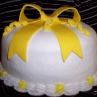 Bow Cake Covered with MMF and the bow is the store bought fondant. This was my first try with MMF and with the stor e bought.