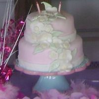 Layla's 2Nd Birthday Cake This was my 3rd attempt of a stacked cake and the first time it went right, LOL. It was also a first for fondant covering a whole cake,...