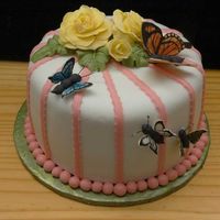 Lillian's Birthday Cake Fondant with gum paste roses and butterflies.