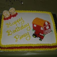 Farm Red barn and tractor, basketweave on the sides