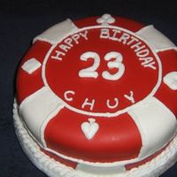 Red Poker Chip Red and white fondant poker chip