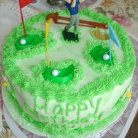 Golf Cake This is covered with Fondant. Flavor of the cake was butterscotch and chocolate.