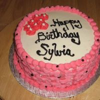 Pink Basketweave Was in a huge rush...made morning it was needed...fridge died night before! Pink BC basketweave, chocolate cake filled with raspberry...