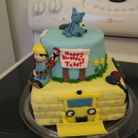 Bob The Builder Bob the Builder cake covered in MMF. Design borrowed from several talented cc'ers.