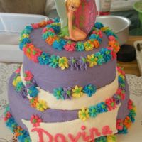 Tinkerbell Lemon cake with vanilla cream filling. Buttercream with MMF accents (banner and ribbon). For a 16th birthday.