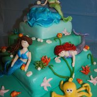 Mermaids This was for my daughter's 11th birthday. It is my version of Debbie Brown's mermaid cake. Done in MMF and gumpaste.
