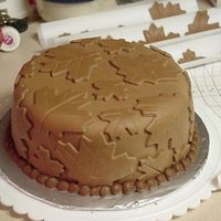 Chocolate Fondant Leaf Cake I did this one for a school cake walk. Its chocolate cake with chocolate mocha filling and chocolate MMF. I used maple leaf shaped cookie...