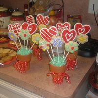 Valentines Cookie Bouquet my very first try at making cookie bouquets! had a lot of fun making them.......also learned a lot! they were a big hit!!!!