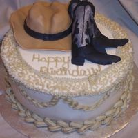 Western Cowby hat was made out of a mini bunt cake- I just cut the center out a bit to create the dip in the center of the hat. Hat and boots made...