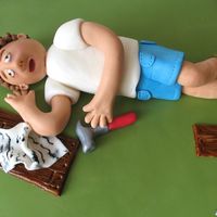 Tired Man Close Up Tired man's 60th birthday gumpaste figure