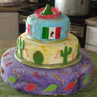 Fiesta Nights Engagement Cake It was on the day of there anniversary of meeting one another.. fondant with gumpaste .