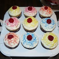 Cherry Topped Cupcakes Whipped crm frosting & filling.... Once again for the boy's treat days....