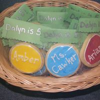 Birthday Cookies These were cookies I made for my son's kindergarten class to share on his birthday. RI decorations and each child's name on it!