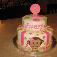 Mod Monkey Two nine inch and two six inch layers. Buttercream with fondant accents. Six inch one layer for smash cake with fondant monkey. Daughter-in...