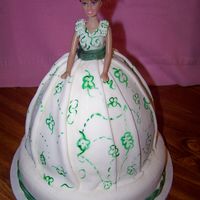 Scarlett O'hara Wonder mold/8" round fudge cake covered in b/c then the skirt is out of MMF w/handpainted details. Sitting on top of a 10" round...