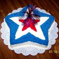 July 4Th Star Chocolate cake w/ red-white-blue b/c icing. Made for "late" July 4th party.