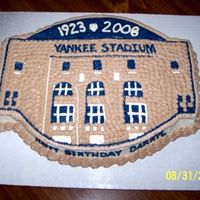 Ny Yankee Stadium Patch Cake carved and decorated to look like the NY Yankee Stadium Patch. White cake w/BC icing.