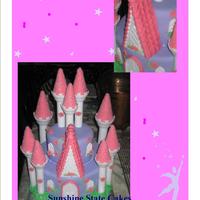 Pink And Purple Princess Cake CAke made using the wilton castle pieces for a real princess on her birthday.