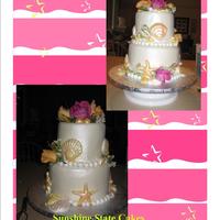 Seashell Pink And Orange Wedding Cake this cake was for a wedding... small one.. intimate.. and pretty on the beach... love it