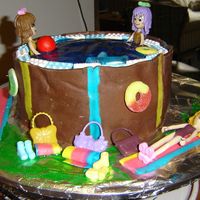 Swimming Pool Chocolate wrapped chocolate cake with cherry filling. This was for my son's 14th birthday. Couldn't find any "guy"...