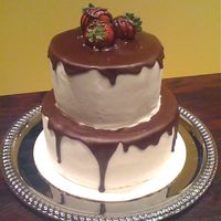 Chocolate Covered Strawberry Cake Strawberry Cake w/ Cream Cheese Frosting and Dark Chocolate drizzle- SO YUMMY!