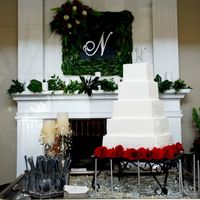 Square Scroll Wedding Cake Cake is buttercream, scroll is royal icing.