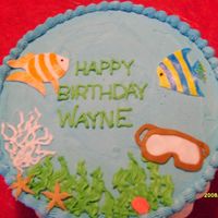 Scuba Cake This is buttercream with fondant cutouts and piped buttercream accents. The design goes all the way around and it is a 10" cake filled...