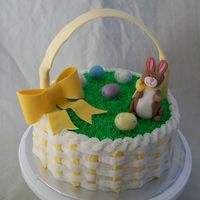 Easter Basket MMF bunny with malted milk eggs and gumpaste bow/handle.