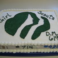 Girl Scouts Decorated with buttercream. Logo was done in green sugar crystals.