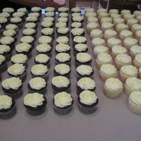 Img_0306.jpg Chocolate WASC and vanilla WASC cupcakes with raspberry mousse. Topped with Indydebi's Crisco-Based Buttercream Icing using tip 1M.