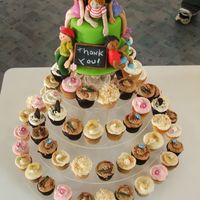 Pre-School Than You Cake Styrofoam topper. All figres made using gumpaste. Assortment of cupcakes in a variety of flavours