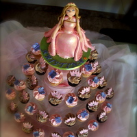 Princess Cupcakes Gumpaste Princess Topper. Cupcakes assorted vanilla and chocolate with butterfly and crown toppers.