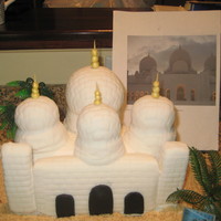 Abu Dhabi Mosque This is a HS graduation cake for someone going to college at NYU Abu Dhabi.Rice Krispies treats covered in fondant for the mosque....