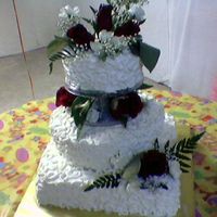 Wedding Cake round and square wedding cake yellow cake wit buttercream frosting