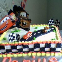 Birthday i made this cake for my nephew's first birthday. He likes the cars movie. Everything is buttercream.
