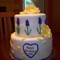 Birthday Cake Birthday cake for my Mom... Vanilla and chocolate cake, covered in MMF. Buttercream and MMF accents, gumpaste flowers. Inspired by a cake...