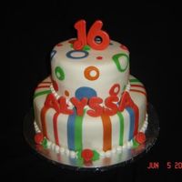 Alyssa's Sweet Sixteen Shameless knockoff of a cake by sweet_as_tisse. 12" and 8", all fondant. (As a side note, the FMM ribbon cutter is awesome!)...