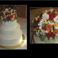 My First Stacked Cake This is a cake I did for my parents' 40th wedding anniversary. Buttercream with diamond impression mat and edible pearls on 8",...