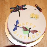 Dragon Fly Birthday Cake Made for hubby's co-worker who loves dragon flies. Key lime cake with key lime curd filling; white chocolate ganache crumb coat...