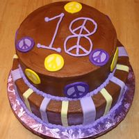 18Th Birthday Chocolate cake with whipped chocolate ganache filling and chocolate buttercream with fondant decorations. This was for hubby's...