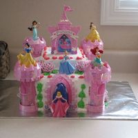 Disney Princess Castle Cake I found this kit on E-bay, and the castle itself is a double square cake with two loaf pan cakes adjacent on top. It was a lot of fun to...