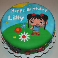 Ni Hao Kai Lan Cake is a marble cake with buttercream icing. Covered in Fondant and all decorations in fondant. Characters from the show are placed around...