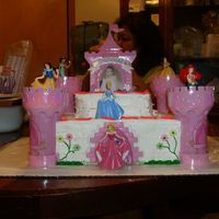 Disney Princess Cake This was a decocake tower and princess kit. I used wiltons icing mix for the icing on this one. The borders and flower decorations were...